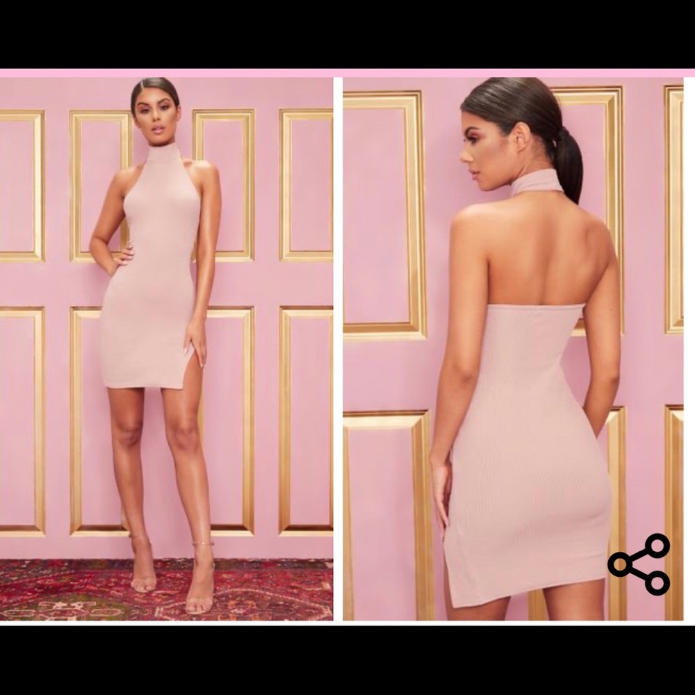 Prettylittlething halter bodycon dress UK 10/US 6